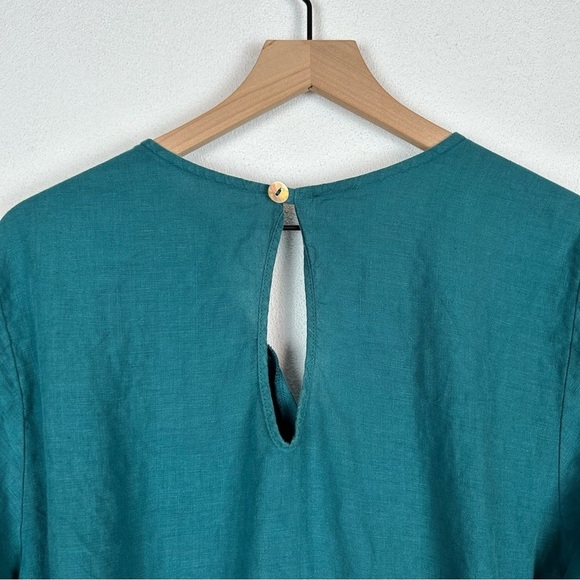 Bryn Walker Linen Blue Team Cinched Waist Crop Wide Leg Jumpsuit Small - Picture 8 of 15